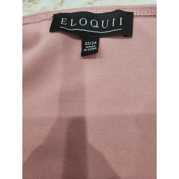 Eloquii Top Pink Ribbed W/Stretch Sheer Long Sleeves Women's 22 24 - Picture 7 of 10